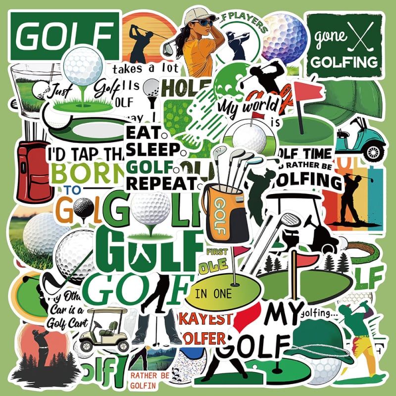 Сет от 50 стикери за голф топки – водоустойчиви, самозалепващи, ретро стил, печат; марка Lanxihaibao. Подходящи за лаптоп, дневник, тетрадка, калъф за телефон, скейтборд и китара.