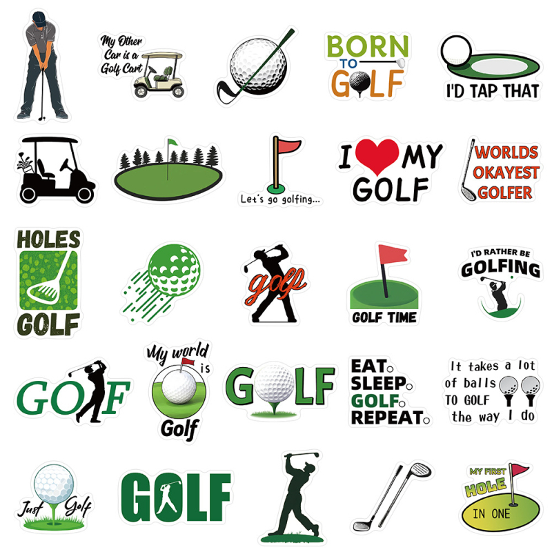 Сет от 50 стикери за голф топки – водоустойчиви, самозалепващи, ретро стил, печат; марка Lanxihaibao. Подходящи за лаптоп, дневник, тетрадка, калъф за телефон, скейтборд и китара.