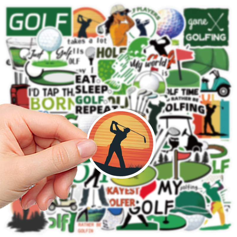 Сет от 50 стикери за голф топки – водоустойчиви, самозалепващи, ретро стил, печат; марка Lanxihaibao. Подходящи за лаптоп, дневник, тетрадка, калъф за телефон, скейтборд и китара.