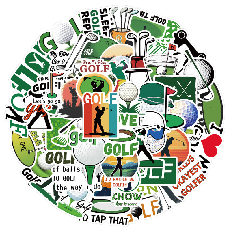 Сет от 50 стикери за голф топки – водоустойчиви, самозалепващи, ретро стил, печат; марка Lanxihaibao. Подходящи за лаптоп, дневник, тетрадка, калъф за телефон, скейтборд и китара.