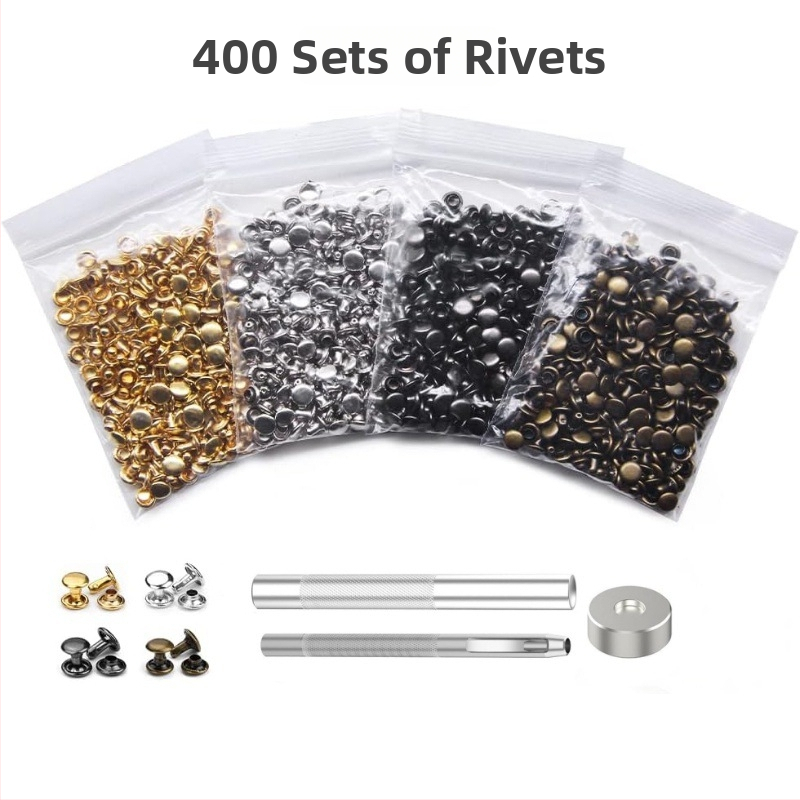 Σετ διπλής όψης ριβέτ με εργαλεία, 400 σετ, κατάλληλο για ρούχα και δερμάτινα είδη — Flaming Fire