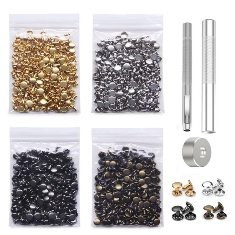 Σετ διπλής όψης ριβέτ με εργαλεία, 400 σετ, κατάλληλο για ρούχα και δερμάτινα είδη — Flaming Fire