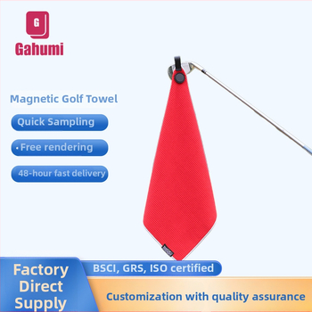 Mikropluošto golfo rankšluostis, 420 g, magnetinis, vaflių raštas, logotipo pritaikymas