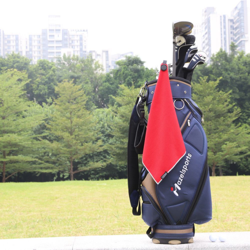 Mikropluošto golfo rankšluostis, 420 g, magnetinis, vaflių raštas, logotipo pritaikymas