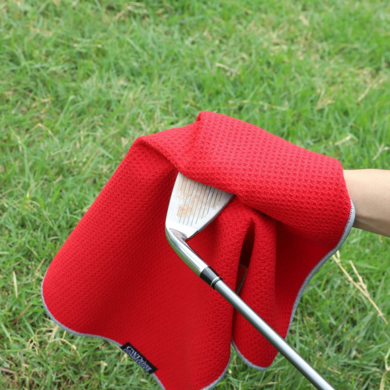 Mikropluošto golfo rankšluostis, 420 g, magnetinis, vaflių raštas, logotipo pritaikymas