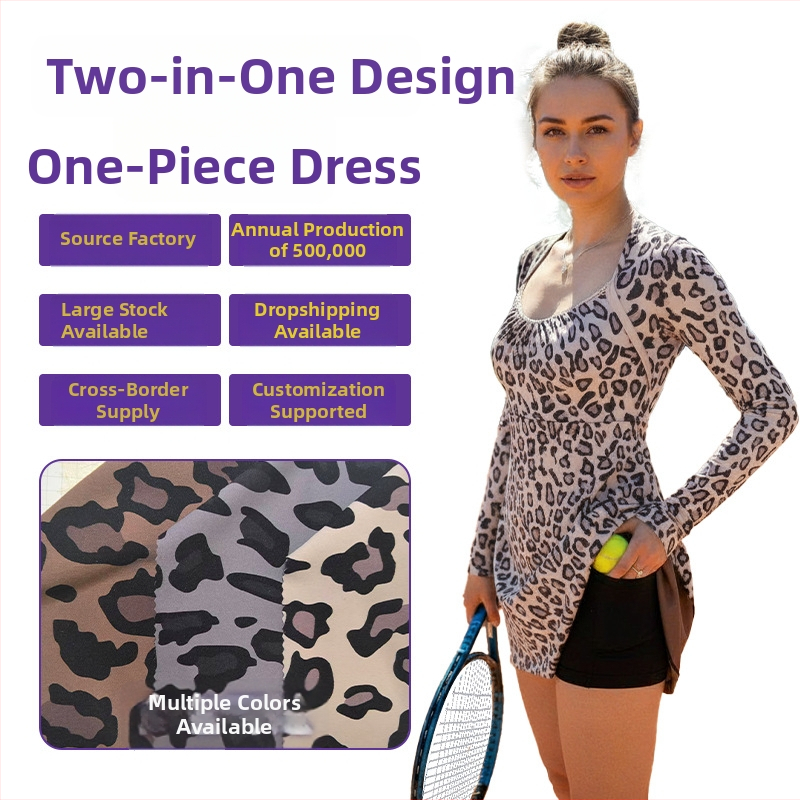 Sieviešu leoparda printa sporta tenisa svārki visu sezonu, augstas elastības Milk Velvet audums, neilons 75%, iekššuvums Ice Silk