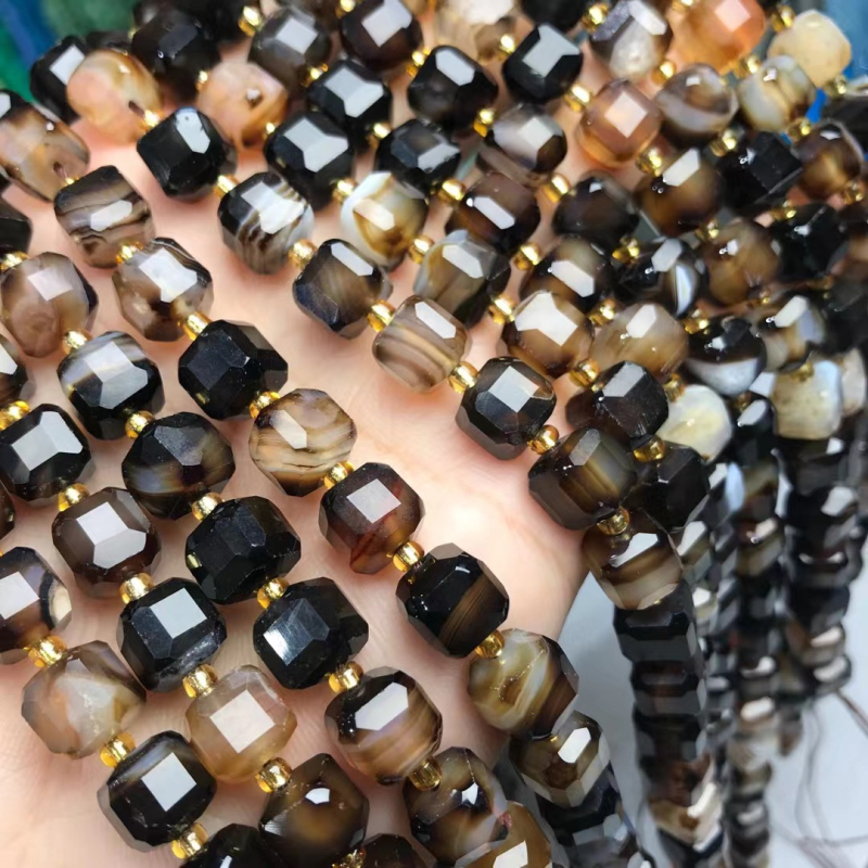 DIY niz perlica s Rubikovim kockom rezanim od prirodnog kristala/poludrago kamenja, Hongshuo, svjež i sladak stil