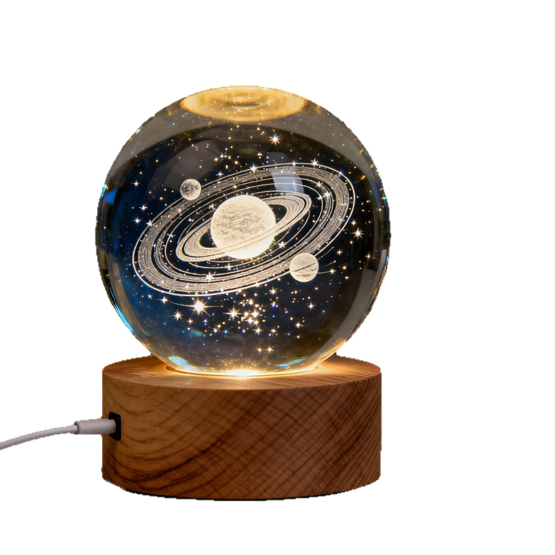 Kristalna kugla s 3D unutarnjim laserskim graviranjem, LED svjetla, USB punjenje, mogućnost prilagođavanja