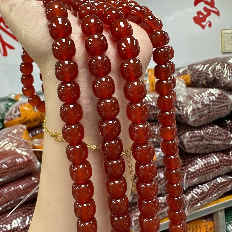 Prirodne crvene ahat perle, starinskog stila, 9 mm, ravna rupa, polugotove slobodne perle za DIY nakit – narukvica i ogrlica