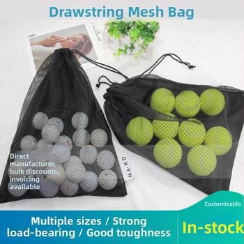 Poliesterinis tinklinis sportinių kamuoliukų laikymo maišelis – surišama virvele, Bundle Pocket stilius, silk screen spausdinimas