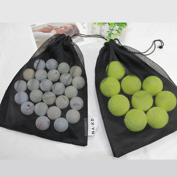 Poliesterinis tinklinis sportinių kamuoliukų laikymo maišelis – surišama virvele, Bundle Pocket stilius, silk screen spausdinimas