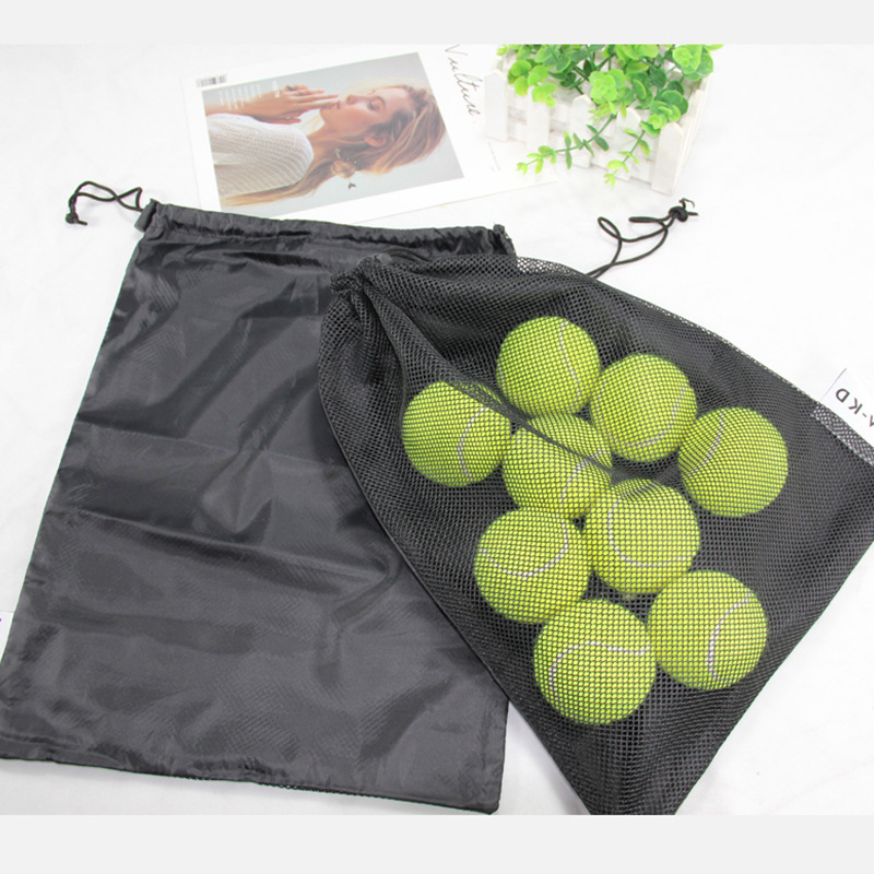 Poliesterinis tinklinis sportinių kamuoliukų laikymo maišelis – surišama virvele, Bundle Pocket stilius, silk screen spausdinimas