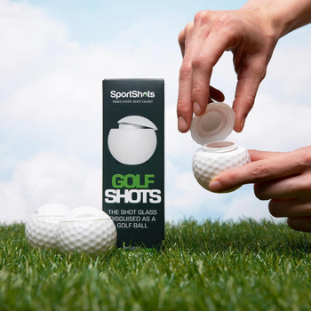 Pahar shot în formă de minge de golf, din plastic, capacitate 1–100 ml, set cu ambalaj color, posibilitate imprimare logo, stil modern golf