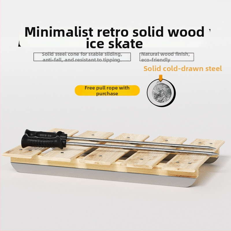 Bufan masīvkoka ledus slidošanas rotaļlieta, modelis Solid Wood, materiāls: priedes koks