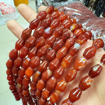 Crvene facetirane perle od ahata za DIY narukvicu i ogrlicu, južni crveni ahat, zlatni kristal