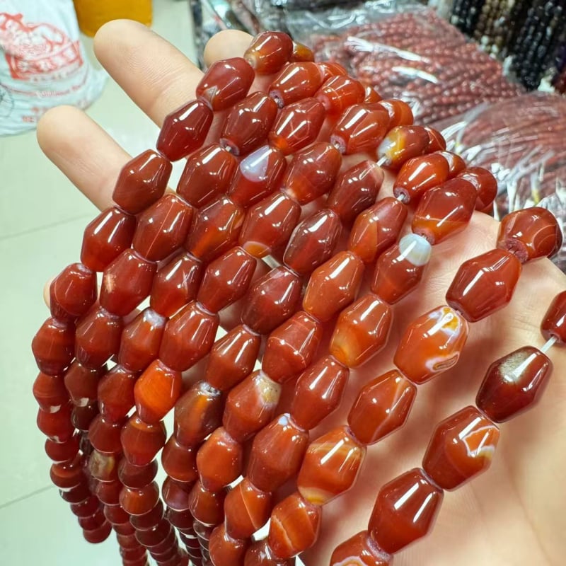 Crvene facetirane perle od ahata za DIY narukvicu i ogrlicu, južni crveni ahat, zlatni kristal