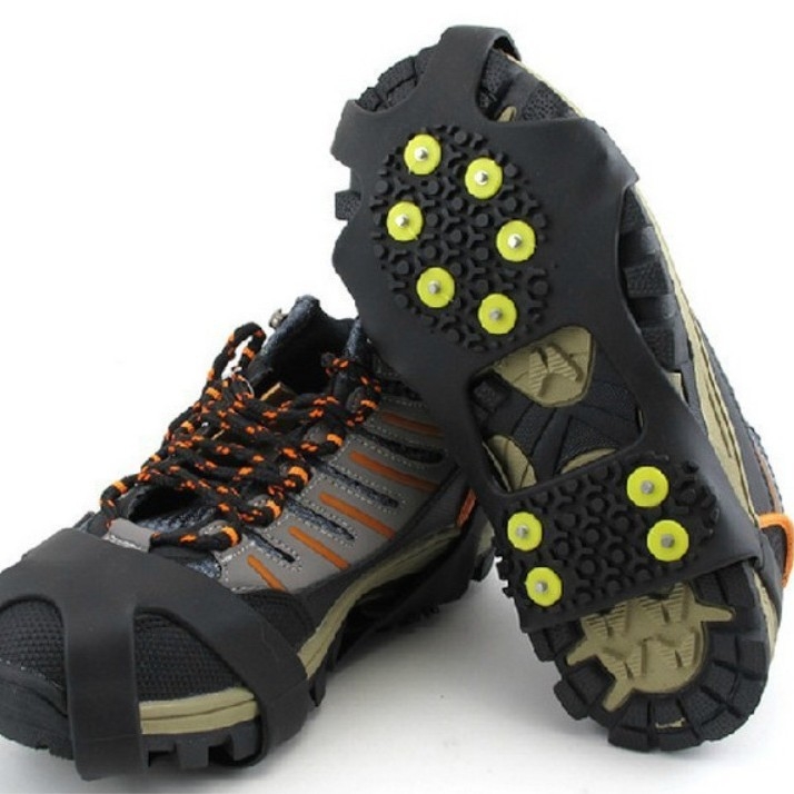 Pretslīdējoši pārsegi kurpēm ledus un sniega apvidiem, saderīgi ar 10-zobu kramponiem, materiāls TPR, 100 komplekti