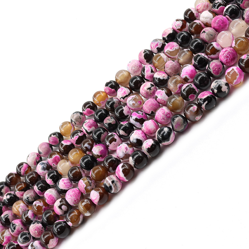 Mărgele din agat pentru bijuterii DIY, componente semi-finite, formă rotundă, lustruire manuală; suprafețe mată și șlefuite