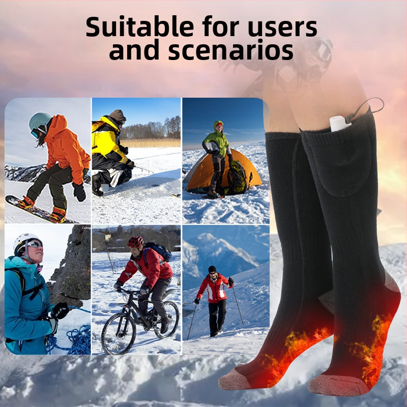 Pilnu pēdu apkures zeķes – atjaunojama polimēra litija baterija, USB un ligzda divpusējai lietošanai, ārējai slēpošanai, universālas, modelis Ys 8006, 3.7V, 4W