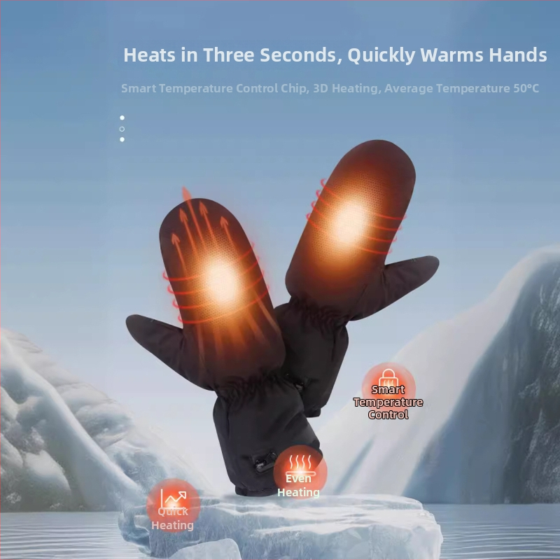 Atjaunojamās apkures cimdi - universāli, pieaugušie, USB barošana, audums.