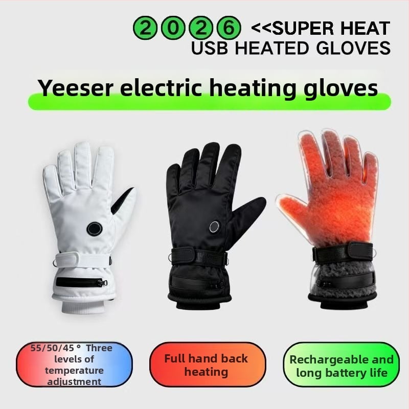 Загрявани кожени ръкавици с USB захранване за възрастни, унисекс – за колоездене и ски