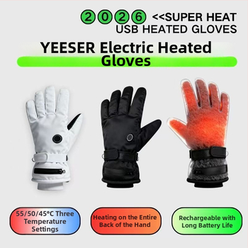 Нагряващи кожени ръкавици за колоездене и ски, унисекс за възрастни, USB захранване