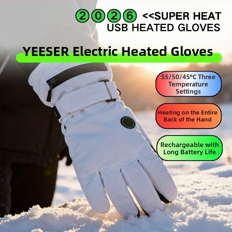 Odinės šildomos pirštinės dviračių ir slidinėjimui — USB maitinimas, universalios, suaugusieji