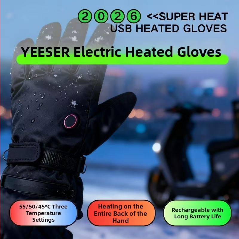Odinės šildomos pirštinės dviračių ir slidinėjimui — USB maitinimas, universalios, suaugusieji