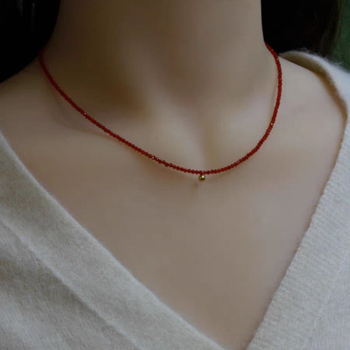 Ogrlica od ahata, ručno izrađena, O-lanac, kristalni privjesak, debljina 2 mm