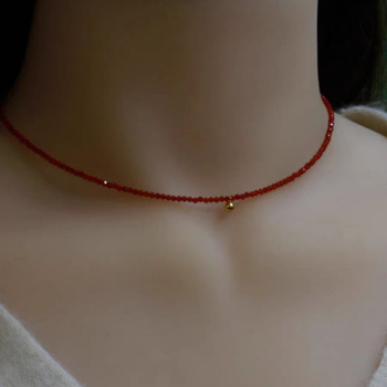 Ogrlica od ahata, ručno izrađena, O-lanac, kristalni privjesak, debljina 2 mm