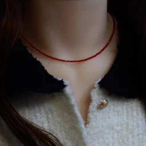 Ogrlica od ahata, ručno izrađena, O-lanac, kristalni privjesak, debljina 2 mm