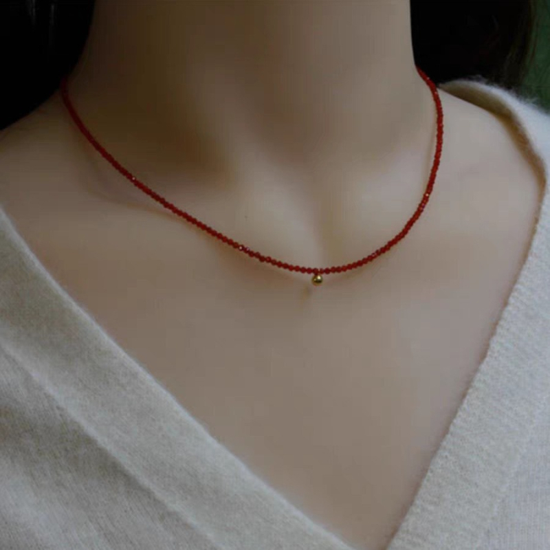 Ogrlica od ahata, ručno izrađena, O-lanac, kristalni privjesak, debljina 2 mm