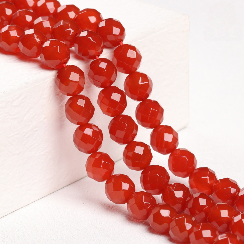 Prirodne crveni agat perle za DIY nakit, fasetirane okrugle perle od crvenog agata, 10 mm