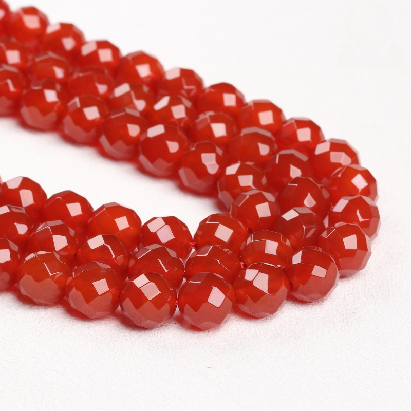 Prirodne crveni agat perle za DIY nakit, fasetirane okrugle perle od crvenog agata, 10 mm