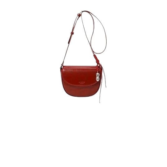 Geantă tip Șa din PU piele, formă semicerc, închidere cu cataramă magnetică, buzunar interior cu fermoar ascuns