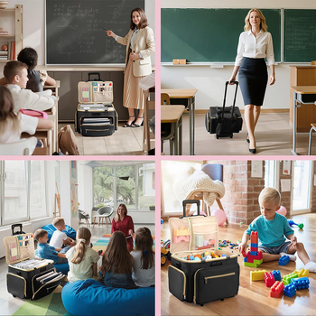 Geantă de profesor pe roți, cu compartiment pentru laptop și organizator de fișiere în formă de acordeon (36–55 L, poliester)