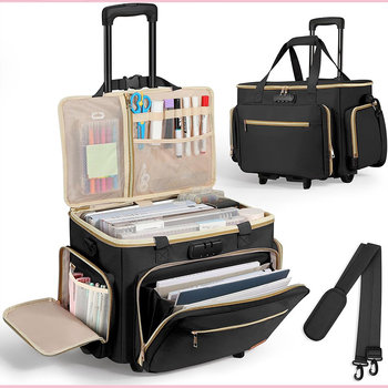 Geantă de profesor pe roți, cu compartiment pentru laptop și organizator de fișiere în formă de acordeon (36–55 L, poliester)