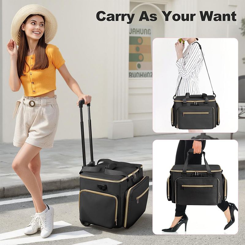 Geantă de profesor pe roți, cu compartiment pentru laptop și organizator de fișiere în formă de acordeon (36–55 L, poliester)