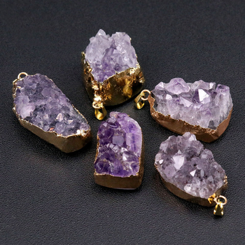 Κολιέ με μενταγιόν από αμέθυστο σε συστάδες, ακανόνιστος σχεδιασμός, απλό κολιέ