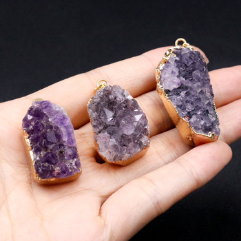 Κολιέ με μενταγιόν από αμέθυστο σε συστάδες, ακανόνιστος σχεδιασμός, απλό κολιέ