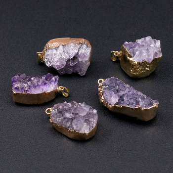 Κολιέ με μενταγιόν από αμέθυστο σε συστάδες, ακανόνιστος σχεδιασμός, απλό κολιέ