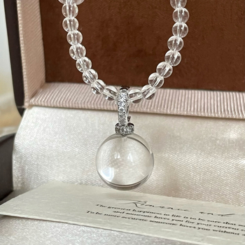 Колие с висулка от S925 стерлингово сребро, кристал, геометричен стил лукс, полирана повърхност