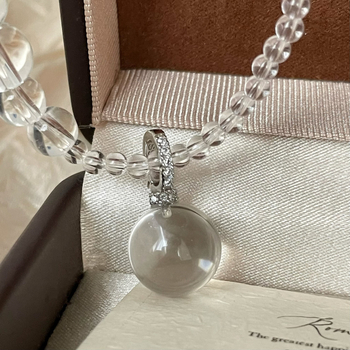 Колие с висулка от S925 стерлингово сребро, кристал, геометричен стил лукс, полирана повърхност