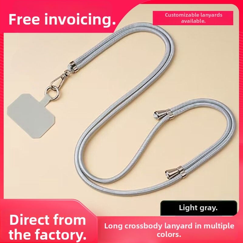 Mobiliojo telefono lanyard su nailoniniu virve ir metalo sagtimi, universalus dizainas