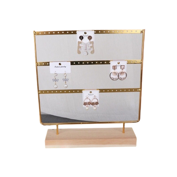 Dongsheng Стойка за обици за витрина — вертикална метална рамка с дървена облицовка, Nordic стил