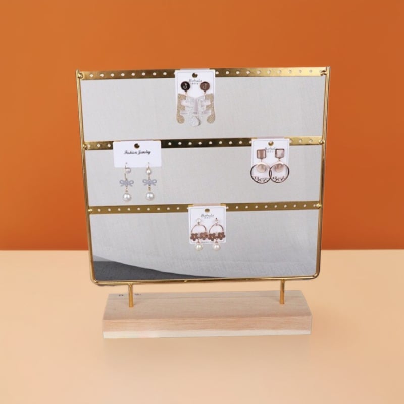 Dongsheng Стойка за обици за витрина — вертикална метална рамка с дървена облицовка, Nordic стил