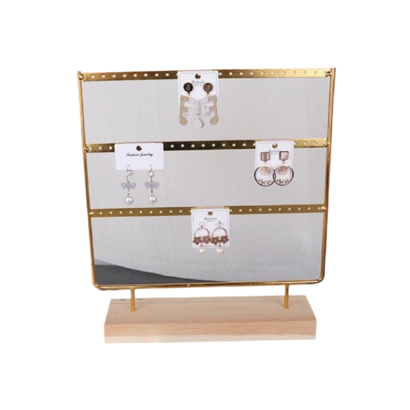 Dongsheng Стойка за обици за витрина — вертикална метална рамка с дървена облицовка, Nordic стил