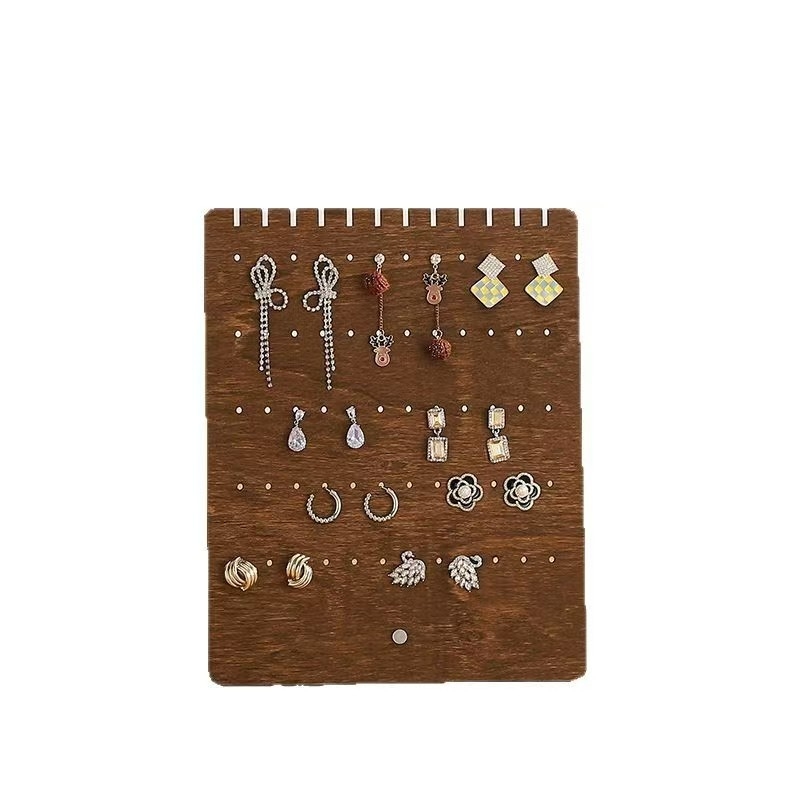 Дървен настолен дисплей за бижута във форма на Коледно дърво за обици и висулки