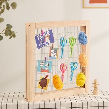 Сгъваема стойка за дисплей от масивно дърво с мрежеста конструкция за детска градина, Нордически стил, декоративни елементи от желязо