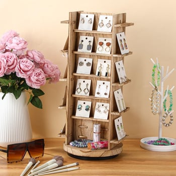 Подставка за бижута за бюро с три нива – настолен монтаж, PP+ABS материал, многофункционална и прахозащитна